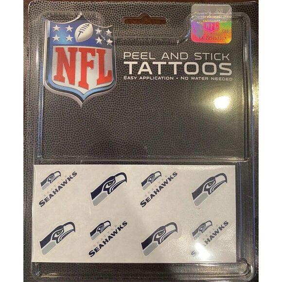 Seattle Seahawks 8-Pack Peel And‎ Stick Temporary Tattoos NFL Easy Application - Picture 1 of 1